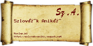Szlovák Anikó névjegykártya